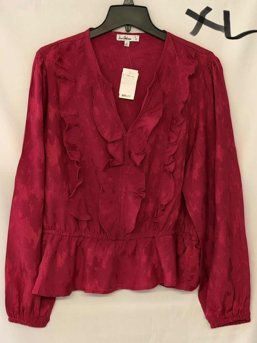 Sam Edelman Burgundy Ruffle V-Neck Blouse